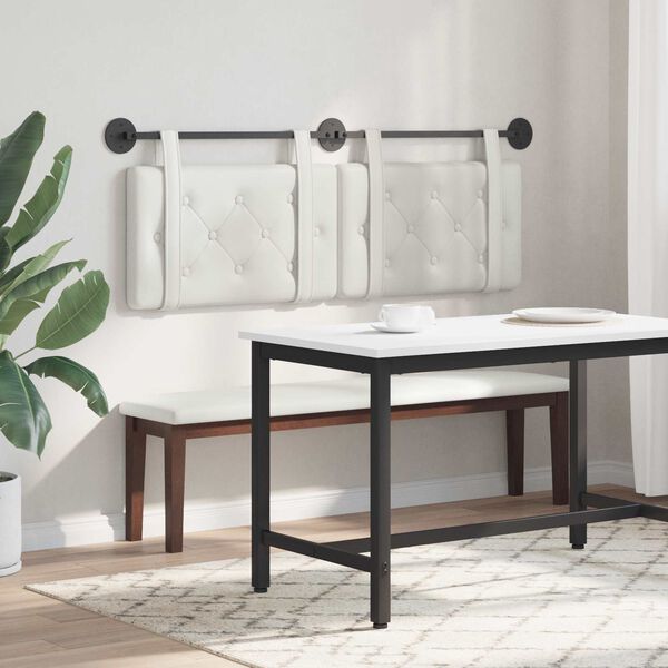 vidaXL H&auml;ngevorderseite Wandmontiert Wei&szlig; 150 x 55 x 5 cm Kunstleder