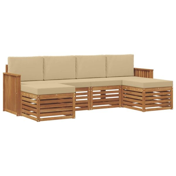 vidaXL Sofagarnituren 6 pcs Natur und Beige Massivholz Akazie