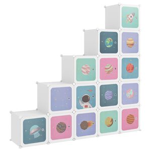 vidaXL Kinderschrank Modular mit 15 W&uuml;rfeln Wei&szlig; PP
