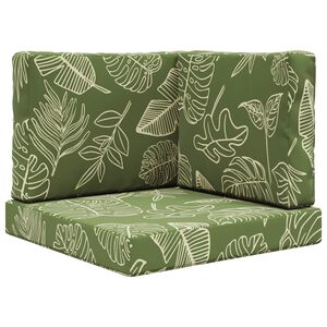 vidaXL Sofakissen f&uuml;r drau&szlig;en 3 pcs Blattdesign Polyester