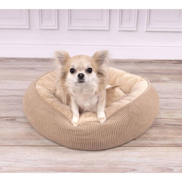 FLAMINGO Hundebett mit Rei&szlig;verschluss Colette Rund 46 cm Taupe