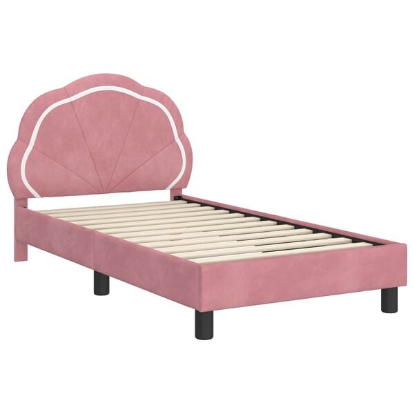 vidaXL Kinderbettgestell mit Kopfteil Rosa 80 x 160 cm Samt