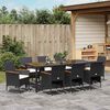 vidaXL Garten Essgruppe mit Kissen 9 pcs Schwarz Poly-Rattan