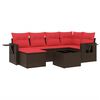 vidaXL 7-teiliges Gartensofa-Set mit Kissen, braun, Polyrattan