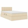 vidaXL Bett mit Stauraum und LED mit Matratze Creme 120 x 200 cm Stoff
