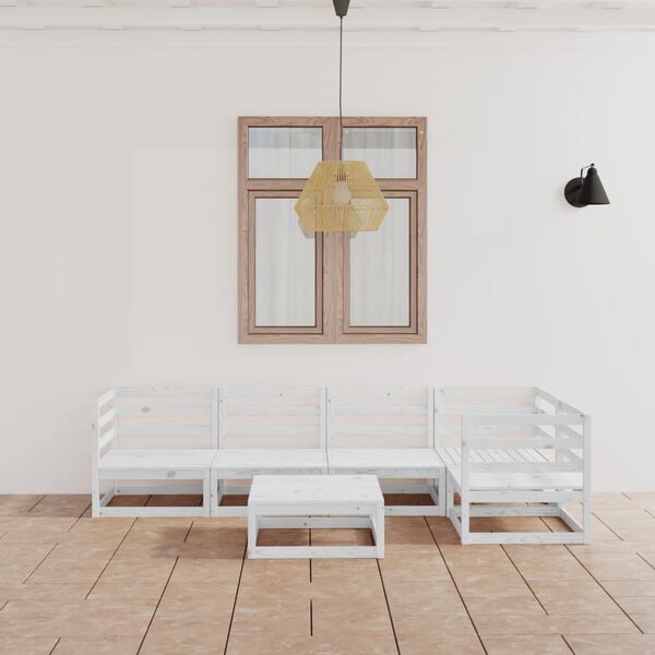 vidaXL 6-tlg. Garten-Lounge-Set Wei&szlig; Massivholz Kiefer