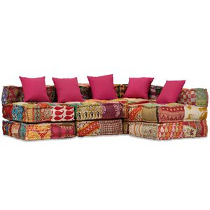vidaXL 4-Sitzer Modularer Pouf Patchwork Stoff
