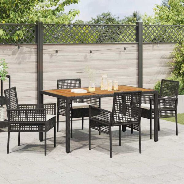 vidaXL Garten Essgruppe 5 pcs Schwarz Poly-Rattan