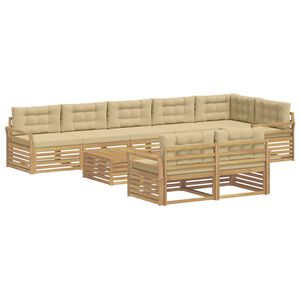 vidaXL Outdoor-Sofagarnitur 9 Stk. Wei&szlig; und Beige Polyester