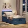 vidaXL Ottomane Bett mit Matratze & LEDs Blau 90x200 cm Stoff