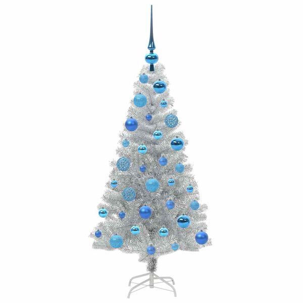vidaXL Weihnachtsbaum mit 150 LEDs mit St&auml;nder Silber 120 cm PET