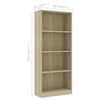 vidaXL B&uuml;cherregal 4 F&auml;cher Sonoma-Eiche 60x24x142 cm Holzwerkstoff