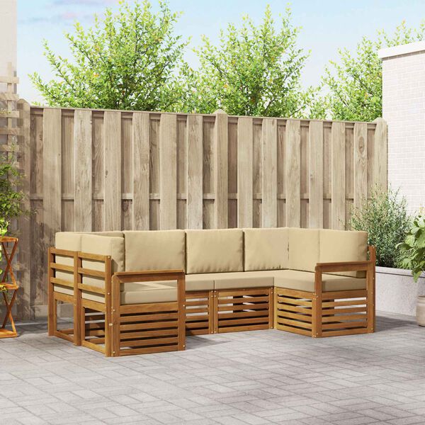 vidaXL Sofagarnituren mit Kissen 20 pcs Natur Massivholz Akazie