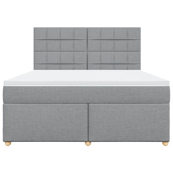 vidaXL Boxspringbett mit Matratze Hellgrau 180x200 cm Stoff