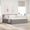 vidaXL Bett mit LED-Lichtleisten mit Kopfteil Taupe 200 x 200 cm Stoff