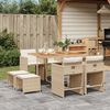 vidaXL 9-tlg. Garten-Essgruppe mit Kissen Beige Poly Rattan
