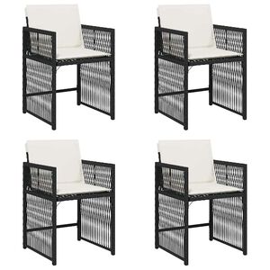 vidaXL Gartenst&uuml;hle mit Kissen 4 Stk. Schwarz Poly Rattan