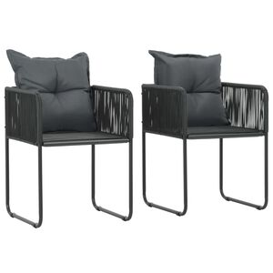 vidaXL Gartenst&uuml;hle 2 Stk. mit Polstern Poly Rattan Schwarz