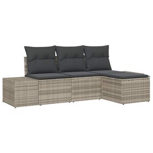 vidaXL Garten-Sofa-Set 4 Stk. Hellgrau Poly-Rattan