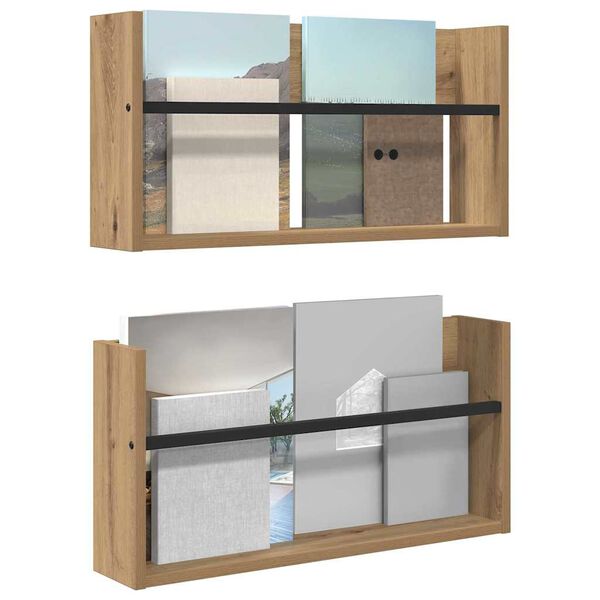 vidaXL Magazinregal 2 pcs Artisan-Eiche 60 x 12 x 30 cm Holzwerkstoff