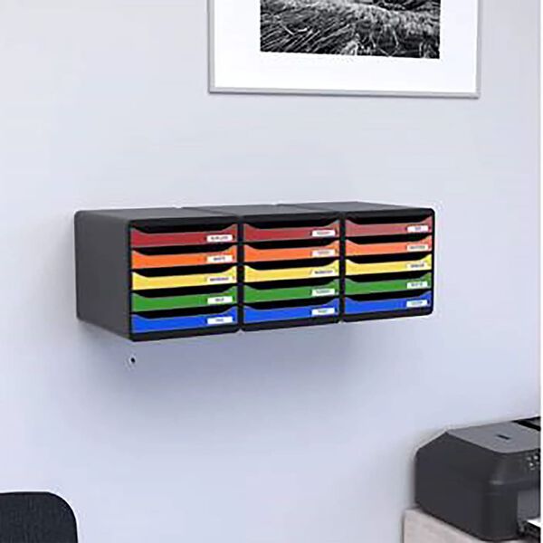 Exacompta Big-Box Plus Schubladenbox Black Office mit 5 Laden Wei&szlig;