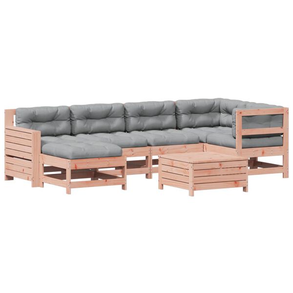 vidaXL 7-tlg. Garten-Lounge-Set mit Kissen Massivholz Douglasie