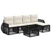 vidaXL Gartensofa-set 6 stk. Schwarz und Cremewei&szlig; Poly-Rattan