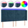 vidaXL LED Kopfteil Dunkelblau 203x16x118/128 cm Samt