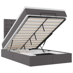 vidaXL Ottoman-Bett mit Matratze & LEDs Grau 120x190 cm Kunstleder