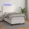 vidaXL Boxspringbett mit Matratze & LED Weiß 80x200 cm Kunstleder