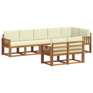 vidaXL Outdoor-Sofagarnitur mit Kissen 8 pcs Natur und Creme