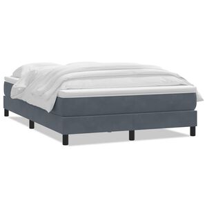 vidaXL Boxspringbett mit Matratze Dunkelgrau 140x220 cm Samt