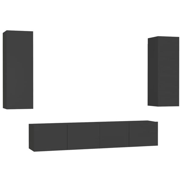vidaXL 4-tlg. TV-Schrank-Set Schwarz Holzwerkstoff