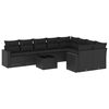 vidaXL 10-tlg. Garten-Sofagarnitur mit Kissen Schwarz Poly Rattan