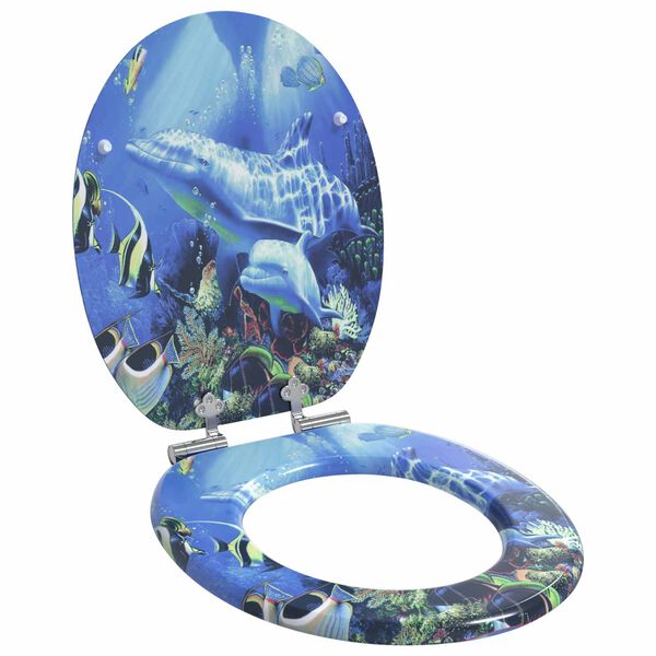 vidaXL Soft-Close Toilettensitz Blau 44 x 38 cm MDF-Platte