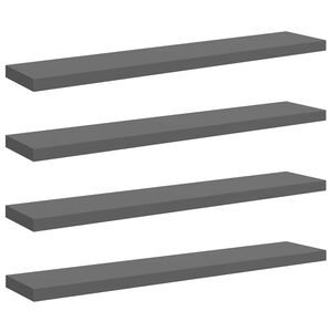 vidaXL Schweberegale 4 Stk. Hochglanz-Grau 120x23,5x3,8 cm MDF