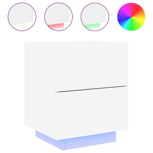 vidaXL Nachttisch mit LED-Leuchten Wei&szlig; Holzwerkstoff