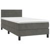 vidaXL Boxspringbett mit Matratze & LED Dunkelgrau 90x200 cm Samt