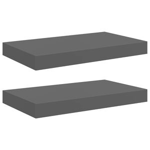 vidaXL Schweberegale 2 Stk. Hochglanz-Grau 40x23,5x3,8 cm MDF