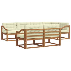 vidaXL Outdoor-Sofagarnitur mit Kissen 7 pcs Natur und Creme