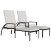 vidaXL Sonnenliegen 2 Stk. mit Fu&szlig;hocker PE-Rattan Braun