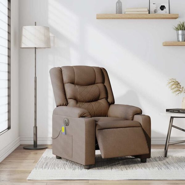 vidaXL Massagesessel Elektrisch Braun Stoff