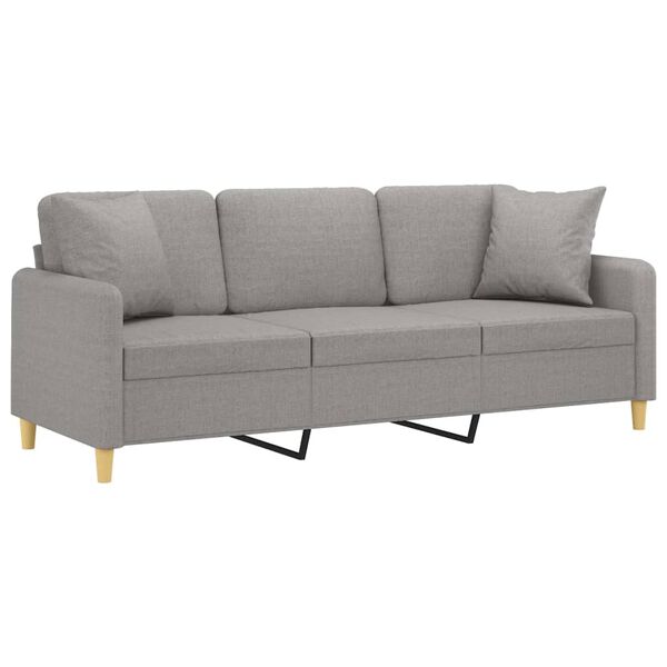 vidaXL 3-Sitzer-Sofa mit Kissen Hellgrau 180 cm Stoff