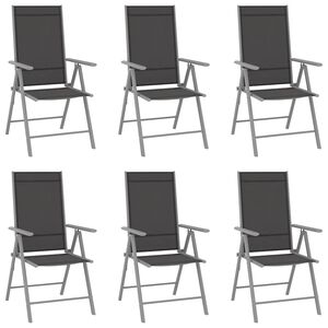 vidaXL Klappst&uuml;hle, 6 St&uuml;ck, Textilene, Schwarz