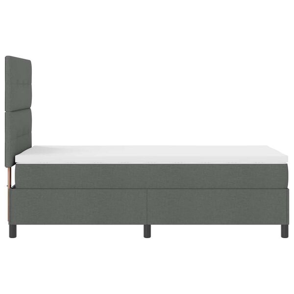 vidaXL Boxspringbett mit Matratze mit LED Dunkelgrau 90 x 190 cm Stoff