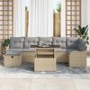 vidaXL Garten-Sofa-Set mit Kissen mit Speicher 8 pcs Beige Poly Rattan