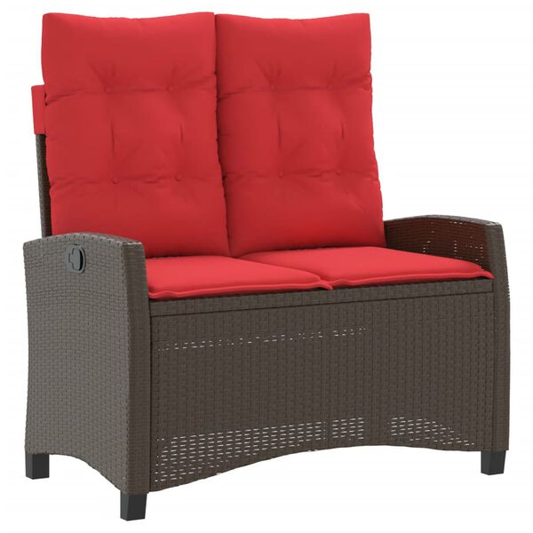 vidaXL Gartenbank Verstellbar mit Kissen Braun Poly Rattan