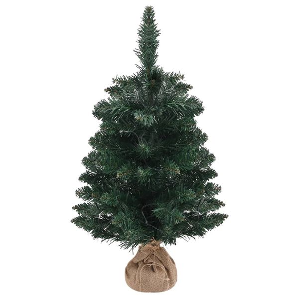 vidaXL K&uuml;nstlicher Weihnachtsbaum mit Beleuchtung & St&auml;nder Gr&uuml;n 60 cm