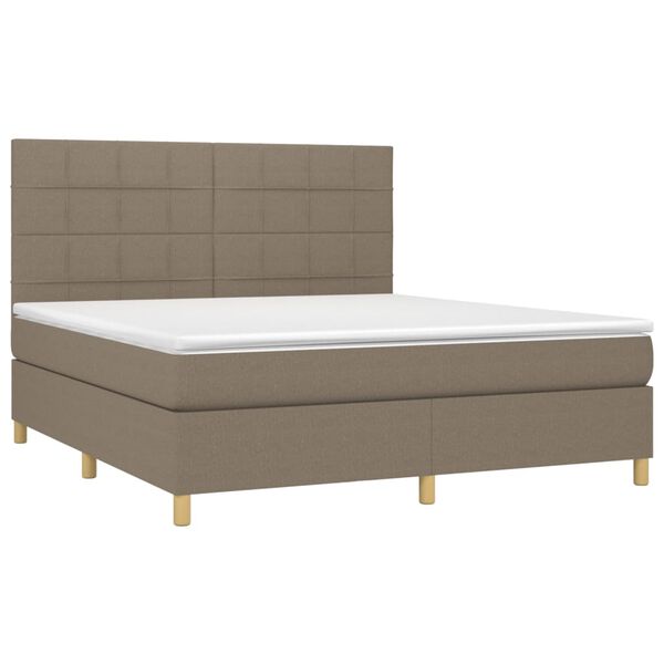 vidaXL Boxspringbett mit Matratze & LED Taupe 160x200 cm Stoff
