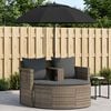 vidaXL Gartenbett mit Sonnenschirm Grau Poly Rattan